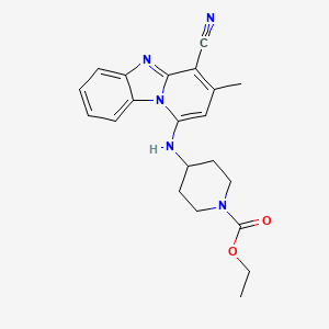 molecular formula C21H23N5O2 B4323870 ETHYL 4-[(4-CYANO-3-METHYLPYRIDO[1,2-A][1,3]BENZIMIDAZOL-1-YL)AMINO]TETRAHYDRO-1(2H)-PYRIDINECARBOXYLATE 