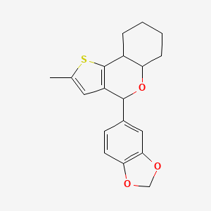 molecular formula C19H20O3S B4324005 4-(1,3-benzodioxol-5-yl)-2-methyl-5a,6,7,8,9,9a-hexahydro-4H-thieno[3,2-c]chromene 