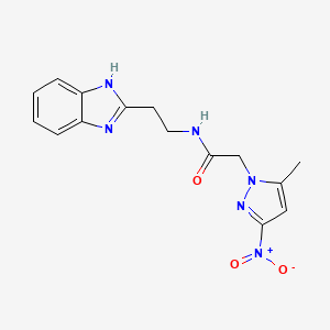 molecular formula C15H16N6O3 B4324090 N-[2-(1H-1,3-BENZODIAZOL-2-YL)ETHYL]-2-(5-METHYL-3-NITRO-1H-PYRAZOL-1-YL)ACETAMIDE 