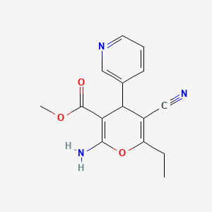 molecular formula C15H15N3O3 B4324165 METHYL 2-AMINO-5-CYANO-6-ETHYL-4-(3-PYRIDYL)-4H-PYRAN-3-CARBOXYLATE 