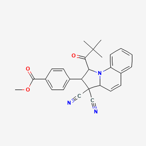 molecular formula C27H25N3O3 B4324181 methyl 4-[3,3-dicyano-1-(2,2-dimethylpropanoyl)-1,2,3,3a-tetrahydropyrrolo[1,2-a]quinolin-2-yl]benzoate 