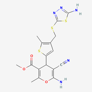 molecular formula C17H17N5O3S3 B4324212 methyl 6-amino-4-(4-{[(5-amino-1,3,4-thiadiazol-2-yl)sulfanyl]methyl}-5-methylthiophen-2-yl)-5-cyano-2-methyl-4H-pyran-3-carboxylate 