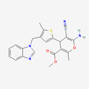 molecular formula C22H20N4O3S B4324224 METHYL 6-AMINO-4-{4-[(1H-1,3-BENZODIAZOL-1-YL)METHYL]-5-METHYLTHIOPHEN-2-YL}-5-CYANO-2-METHYL-4H-PYRAN-3-CARBOXYLATE 