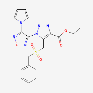 molecular formula C19H18N6O5S B4324259 ETHYL 5-(PHENYLMETHANESULFONYLMETHYL)-1-[4-(1H-PYRROL-1-YL)-1,2,5-OXADIAZOL-3-YL]-1H-1,2,3-TRIAZOLE-4-CARBOXYLATE 
