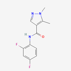 molecular formula C12H11F2N3O B4324260 N-(2,4-difluorophenyl)-1,5-dimethyl-1H-pyrazole-4-carboxamide 