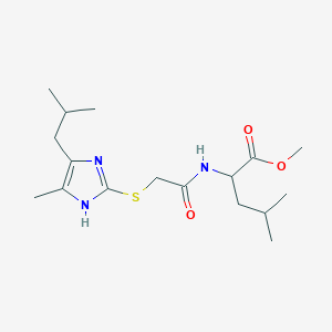 molecular formula C17H29N3O3S B4324301 METHYL 2-({2-[(5-ISOBUTYL-4-METHYL-1H-IMIDAZOL-2-YL)SULFANYL]ACETYL}AMINO)-4-METHYLPENTANOATE 
