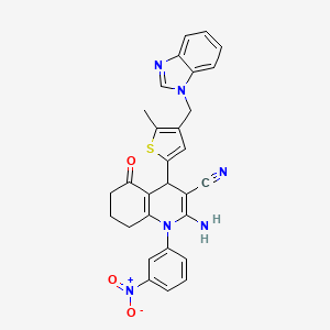 molecular formula C29H24N6O3S B4324306 2-AMINO-4-[4-(1H-1,3-BENZIMIDAZOL-1-YLMETHYL)-5-METHYL-2-THIENYL]-1-(3-NITROPHENYL)-5-OXO-1,4,5,6,7,8-HEXAHYDRO-3-QUINOLINECARBONITRILE 