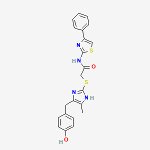 molecular formula C22H20N4O2S2 B4324318 2-({5-[(4-HYDROXYPHENYL)METHYL]-4-METHYL-1H-IMIDAZOL-2-YL}SULFANYL)-N-(4-PHENYL-13-THIAZOL-2-YL)ACETAMIDE 