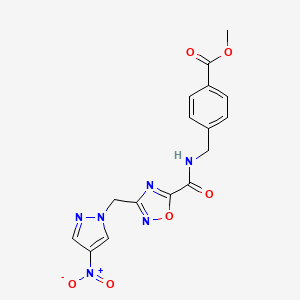 molecular formula C16H14N6O6 B4324344 METHYL 4-[({3-[(4-NITRO-1H-PYRAZOL-1-YL)METHYL]-1,2,4-OXADIAZOL-5-YL}FORMAMIDO)METHYL]BENZOATE 