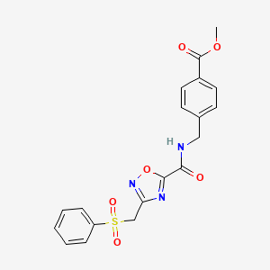 molecular formula C19H17N3O6S B4324368 METHYL 4-[({3-[(BENZENESULFONYL)METHYL]-1,2,4-OXADIAZOL-5-YL}FORMAMIDO)METHYL]BENZOATE 