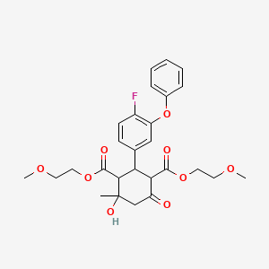 molecular formula C27H31FO9 B4324602 BIS(2-METHOXYETHYL) 2-(4-FLUORO-3-PHENOXYPHENYL)-4-HYDROXY-4-METHYL-6-OXO-1,3-CYCLOHEXANEDICARBOXYLATE 