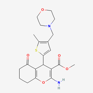 molecular formula C21H26N2O5S B4324616 METHYL 2-AMINO-4-{5-METHYL-4-[(MORPHOLIN-4-YL)METHYL]THIOPHEN-2-YL}-5-OXO-5,6,7,8-TETRAHYDRO-4H-CHROMENE-3-CARBOXYLATE 