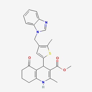 molecular formula C25H25N3O3S B4324633 methyl 4-[4-(1H-1,3-benzimidazol-1-ylmethyl)-5-methyl-2-thienyl]-2-methyl-5-oxo-1,4,5,6,7,8-hexahydro-3-quinolinecarboxylate 