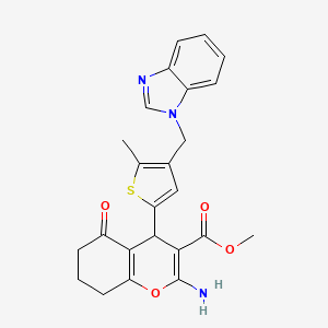 molecular formula C24H23N3O4S B4324638 METHYL 2-AMINO-4-{4-[(1H-1,3-BENZODIAZOL-1-YL)METHYL]-5-METHYLTHIOPHEN-2-YL}-5-OXO-5,6,7,8-TETRAHYDRO-4H-CHROMENE-3-CARBOXYLATE 