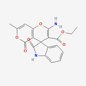molecular formula C19H16N2O6 B4324697 ethyl 2'-amino-7'-methyl-2,5'-dioxo-1,2-dihydro-5'H-spiro[indole-3,4'-pyrano[4,3-b]pyran]-3'-carboxylate 