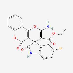 molecular formula C22H15BrN2O6 B4324705 ethyl 2'-amino-5-bromo-2,5'-dioxo-1,2-dihydro-5'H-spiro[indole-3,4'-pyrano[3,2-c]chromene]-3'-carboxylate 
