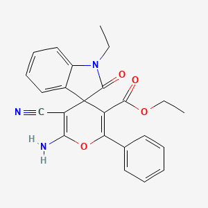 molecular formula C24H21N3O4 B4324725 ethyl 6'-amino-5'-cyano-1-ethyl-2-oxo-2'-phenyl-1,2-dihydrospiro[indole-3,4'-pyran]-3'-carboxylate 