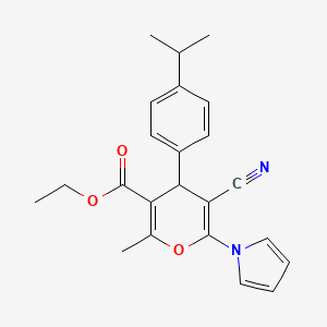 molecular formula C23H24N2O3 B4324836 ethyl 5-cyano-2-methyl-4-[4-(propan-2-yl)phenyl]-6-(1H-pyrrol-1-yl)-4H-pyran-3-carboxylate 