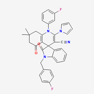 molecular formula C36H28F2N4O2 B4324846 1-(4-fluorobenzyl)-1'-(3-fluorophenyl)-7',7'-dimethyl-2,5'-dioxo-2'-(1H-pyrrol-1-yl)-1,2,5',6',7',8'-hexahydro-1'H-spiro[indole-3,4'-quinoline]-3'-carbonitrile 