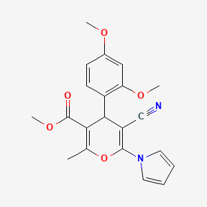 molecular formula C21H20N2O5 B4324896 methyl 5-cyano-4-(2,4-dimethoxyphenyl)-2-methyl-6-(1H-pyrrol-1-yl)-4H-pyran-3-carboxylate 