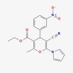 molecular formula C20H17N3O5 B4324900 ethyl 5-cyano-2-methyl-4-(3-nitrophenyl)-6-(1H-pyrrol-1-yl)-4H-pyran-3-carboxylate 