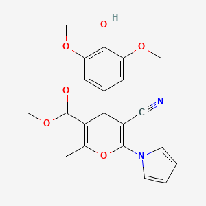 molecular formula C21H20N2O6 B4324905 methyl 5-cyano-4-(4-hydroxy-3,5-dimethoxyphenyl)-2-methyl-6-(1H-pyrrol-1-yl)-4H-pyran-3-carboxylate 
