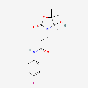 molecular formula C15H19FN2O4 B4325105 N-(4-fluorophenyl)-3-(4-hydroxy-4,5,5-trimethyl-2-oxo-1,3-oxazolidin-3-yl)propanamide 