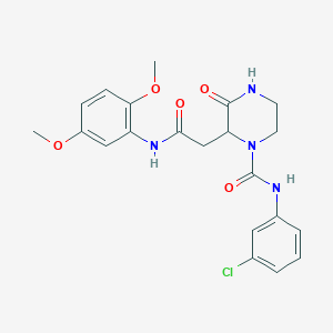 molecular formula C21H23ClN4O5 B4325131 N-(3-chlorophenyl)-2-{2-[(2,5-dimethoxyphenyl)amino]-2-oxoethyl}-3-oxopiperazine-1-carboxamide 