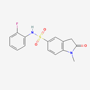molecular formula C15H13FN2O3S B4325159 N-(2-FLUOROPHENYL)-1-METHYL-2-OXO-5-INDOLINESULFONAMIDE 