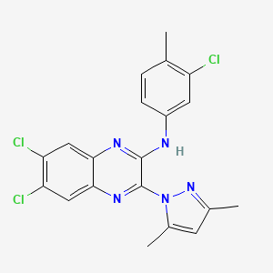 molecular formula C20H16Cl3N5 B4325216 N-(3-CHLORO-4-METHYLPHENYL)-N-[6,7-DICHLORO-3-(3,5-DIMETHYL-1H-PYRAZOL-1-YL)-2-QUINOXALINYL]AMINE 