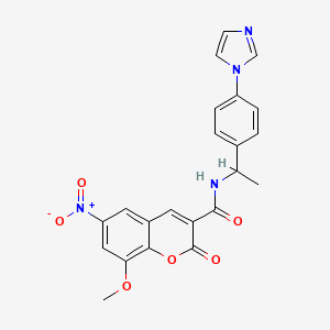 molecular formula C22H18N4O6 B4325306 N-{1-[4-(1H-imidazol-1-yl)phenyl]ethyl}-8-methoxy-6-nitro-2-oxo-2H-chromene-3-carboxamide 