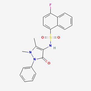 molecular formula C21H18FN3O3S B4325330 N-(1,5-dimethyl-3-oxo-2-phenyl-2,3-dihydro-1H-pyrazol-4-yl)-4-fluoronaphthalene-1-sulfonamide 