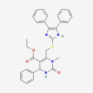 molecular formula C30H28N4O3S B4325337 ETHYL 6-{[(4,5-DIPHENYL-1H-IMIDAZOL-2-YL)SULFANYL]METHYL}-1-METHYL-2-OXO-4-PHENYL-1,2,3,4-TETRAHYDRO-5-PYRIMIDINECARBOXYLATE 