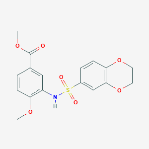 molecular formula C17H17NO7S B4325363 methyl 3-[(2,3-dihydro-1,4-benzodioxin-6-ylsulfonyl)amino]-4-methoxybenzoate 