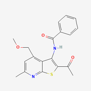 molecular formula C19H18N2O3S B4325382 N-[2-acetyl-4-(methoxymethyl)-6-methylthieno[2,3-b]pyridin-3-yl]benzamide 