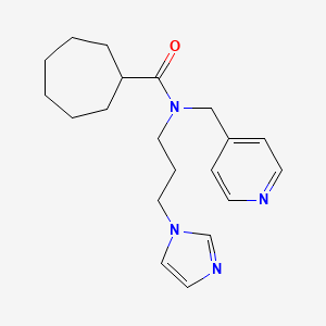 molecular formula C20H28N4O B4325399 N-[3-(1H-imidazol-1-yl)propyl]-N-(pyridin-4-ylmethyl)cycloheptanecarboxamide 