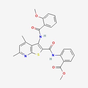molecular formula C26H23N3O5S B4325411 methyl 2-[({3-[(2-methoxybenzoyl)amino]-4,6-dimethylthieno[2,3-b]pyridin-2-yl}carbonyl)amino]benzoate 