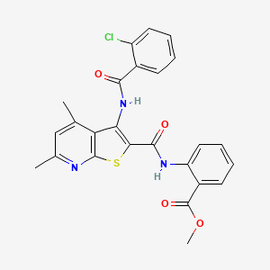 molecular formula C25H20ClN3O4S B4325416 methyl 2-[({3-[(2-chlorobenzoyl)amino]-4,6-dimethylthieno[2,3-b]pyridin-2-yl}carbonyl)amino]benzoate 