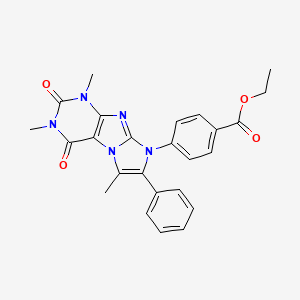 molecular formula C25H23N5O4 B4325460 ETHYL 4-{1,3,6-TRIMETHYL-2,4-DIOXO-7-PHENYL-1H,2H,3H,4H,8H-IMIDAZO[1,2-G]PURIN-8-YL}BENZOATE 