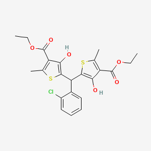 molecular formula C23H23ClO6S2 B4325643 ETHYL 5-{(2-CHLOROPHENYL)[4-(ETHOXYCARBONYL)-3-HYDROXY-5-METHYL-2-THIENYL]METHYL}-4-HYDROXY-2-METHYL-3-THIOPHENECARBOXYLATE 