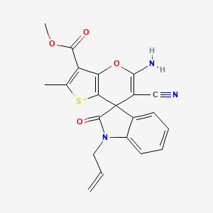 molecular formula C21H17N3O4S B4325666 methyl 1-allyl-5'-amino-6'-cyano-2'-methyl-2-oxo-1,2-dihydrospiro[indole-3,7'-thieno[3,2-b]pyran]-3'-carboxylate 
