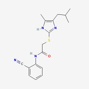 molecular formula C17H20N4OS B4325711 N-(2-cyanophenyl)-2-{[4-methyl-5-(2-methylpropyl)-1H-imidazol-2-yl]sulfanyl}acetamide 