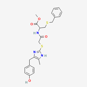 molecular formula C24H27N3O4S2 B4325718 METHYL 3-(BENZYLSULFANYL)-2-[(2-{[5-(4-HYDROXYBENZYL)-4-METHYL-1H-IMIDAZOL-2-YL]SULFANYL}ACETYL)AMINO]PROPANOATE 