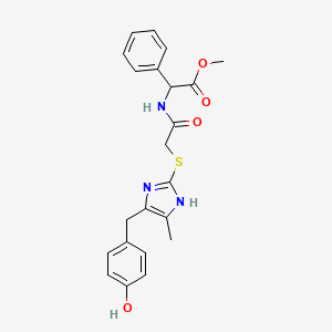molecular formula C22H23N3O4S B4325722 METHYL 2-[2-({5-[(4-HYDROXYPHENYL)METHYL]-4-METHYL-1H-IMIDAZOL-2-YL}SULFANYL)ACETAMIDO]-2-PHENYLACETATE 
