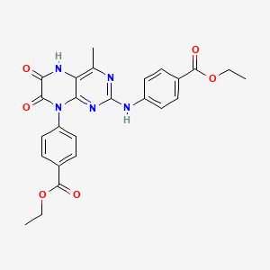 molecular formula C25H23N5O6 B4325730 ETHYL 4-(2-{[4-(ETHOXYCARBONYL)PHENYL]AMINO}-6-HYDROXY-4-METHYL-7-OXO-7,8-DIHYDROPTERIDIN-8-YL)BENZOATE 