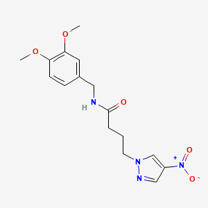 molecular formula C16H20N4O5 B4325883 N-[(3,4-DIMETHOXYPHENYL)METHYL]-4-(4-NITRO-1H-PYRAZOL-1-YL)BUTANAMIDE 