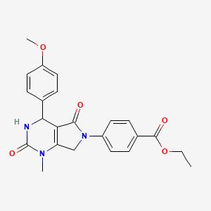 molecular formula C23H23N3O5 B4326042 ETHYL 4-[4-(4-METHOXYPHENYL)-1-METHYL-2,5-DIOXO-1H,2H,3H,4H,5H,6H,7H-PYRROLO[3,4-D]PYRIMIDIN-6-YL]BENZOATE 