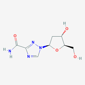 molecular formula C8H12N4O4 B043261 1-[(2R,4S,5R)-4-Hydroxy-5-(hydroxymethyl)oxolan-2-yl]-1,2,4-triazole-3-carboxamide CAS No. 40372-06-3