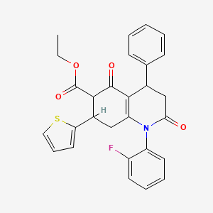 molecular formula C28H24FNO4S B4326132 ETHYL 1-(2-FLUOROPHENYL)-2,5-DIOXO-4-PHENYL-7-(2-THIENYL)-1,2,3,4,5,6,7,8-OCTAHYDRO-6-QUINOLINECARBOXYLATE 