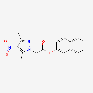 molecular formula C17H15N3O4 B4326265 NAPHTHALEN-2-YL 2-(3,5-DIMETHYL-4-NITRO-1H-PYRAZOL-1-YL)ACETATE 